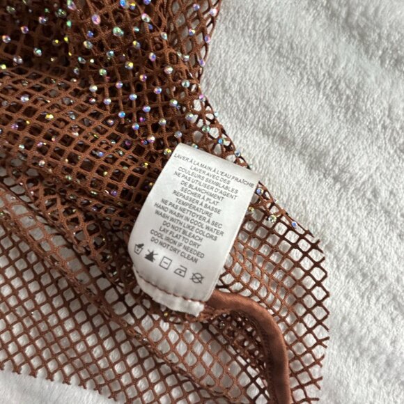 House of Harlow 1960 Womens Mesh Sweater/Top Medium Rhinestones Brown Metallic - Picture 5 of 8